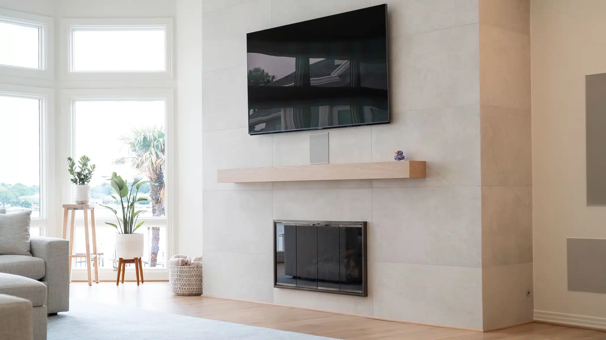 Wide plank hardwood flooring throughout